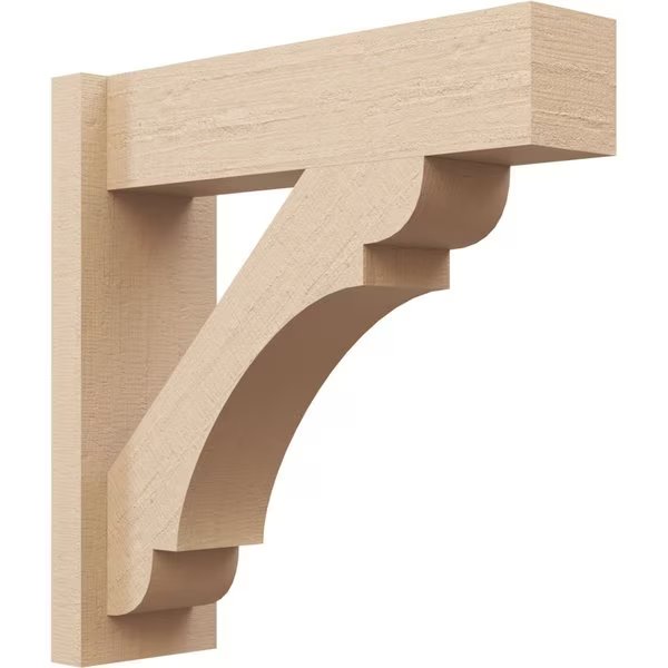 7 1/2-in W x 14-in D x 18-in H Olympic Block Rough Cedar Woodgrain TimberThane Outlooker, Primed Tan, Ekena Millwork, Mfr#: OUTUR075X14X18OLY44RCPR